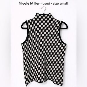 Nicole Miller Monochrome Checkered Tank Top